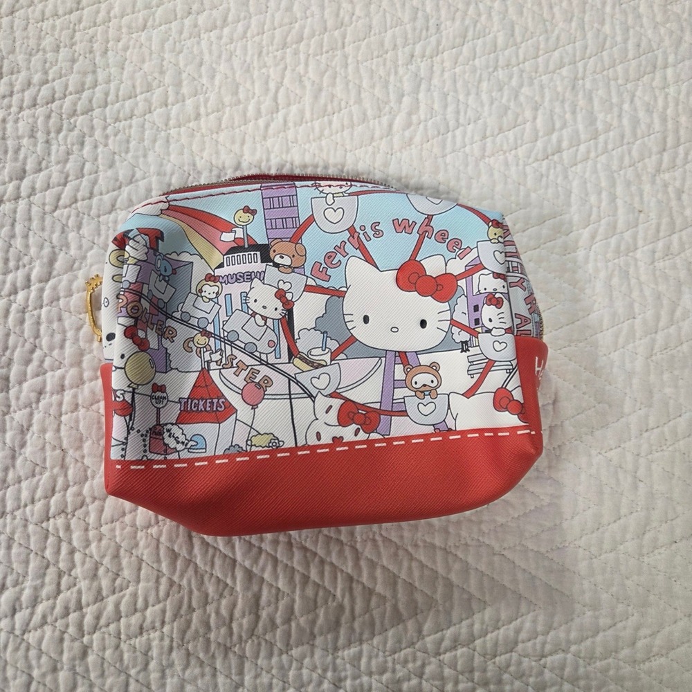 Sanrio Hello Kitty Ferris Wheel Amusement Park Cosmetic Pouch Red Blue Kawaii